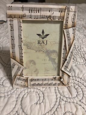 RAJ Cream and Brown Sheet Music Decorative Photo Frame
